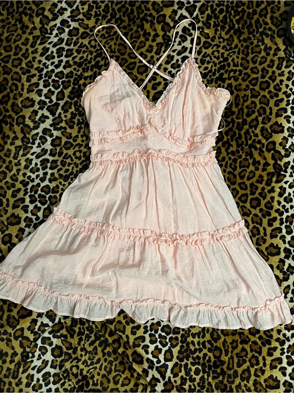Peachy Pink Ruffle-Trim Chemise with Adjustable Straps